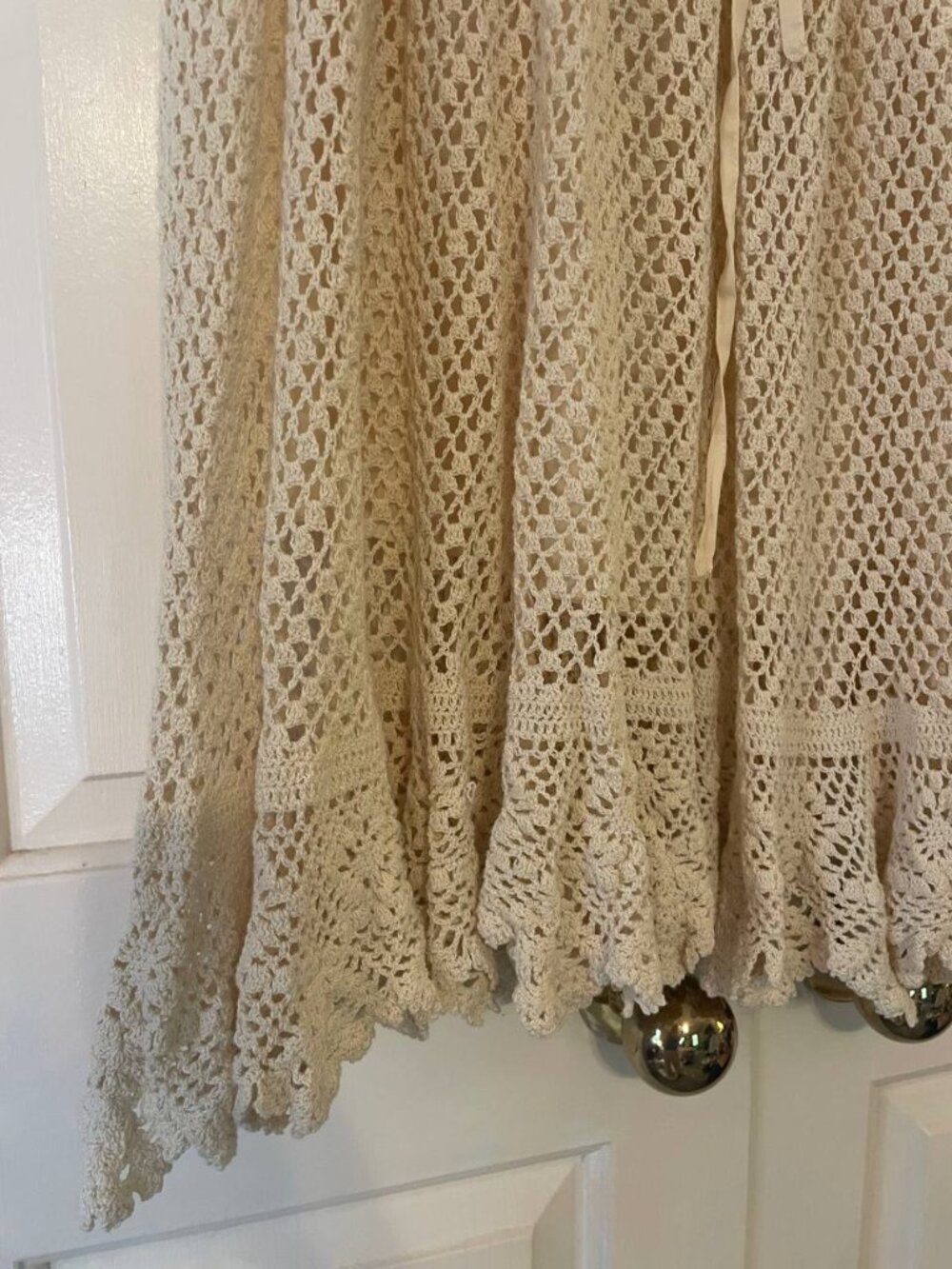 NWT DIMRI Ecru Crochet Knit Midi Skirt with Ruffle Hem - Coastal Boho Chic - Picture 2 of 8